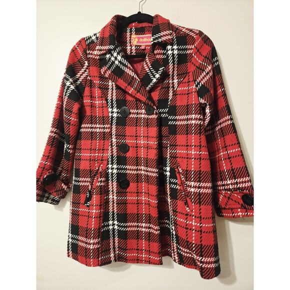 Vintage Dollhouse Plaid Stitch Christmas Girl XL 14 16 Coat Festive Preppy Fairy - Picture 1 of 9
